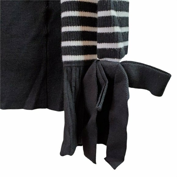 New York and Co Womens Sweater Sz XL Black White Off-Shoulder Neck 7th Avenue LS - Picture 7 of 12